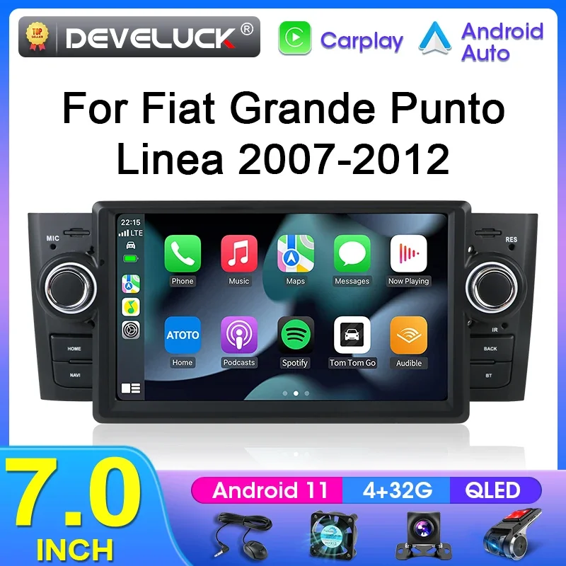 2 Din 6.2 "Android 11 Autoradio Per Fiat Linea Grande Punto 2007-2012 Lettore Video Multimediale Navigazione Gps 2Din Carplay
