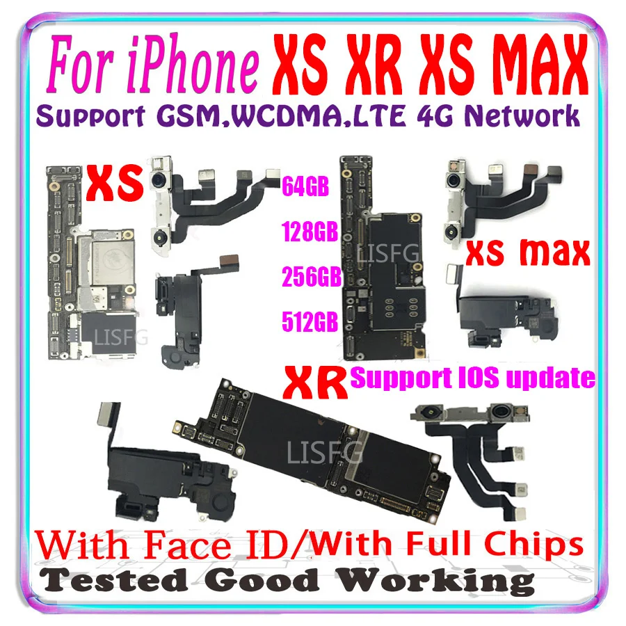 100% Sbloccato Per Iphone Xr E Xs Max Scheda Madre Con Face Id 64G 128Gb 256Gb 512Gb Per Iphone Xr X R Mainboed Icloud Gratuito