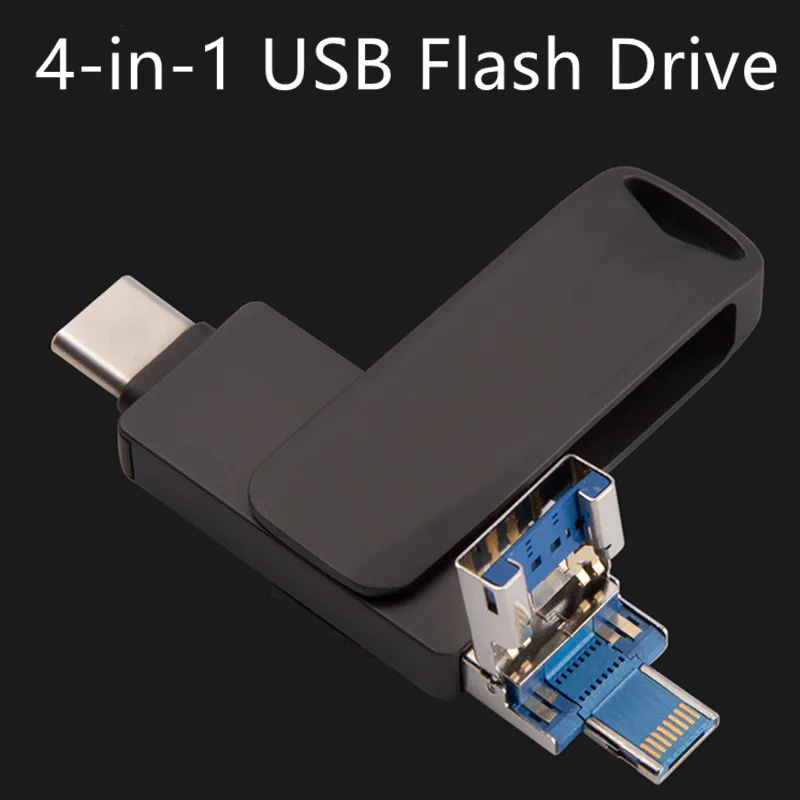 Chiavetta Usb 4 In 1 Per Iphone 128Gb 256Gb Pendrive 16Gb 32Gb 64Gb Flashdisk 3.0 Per Usb-C/Iphone /Ipad/Android/Pc