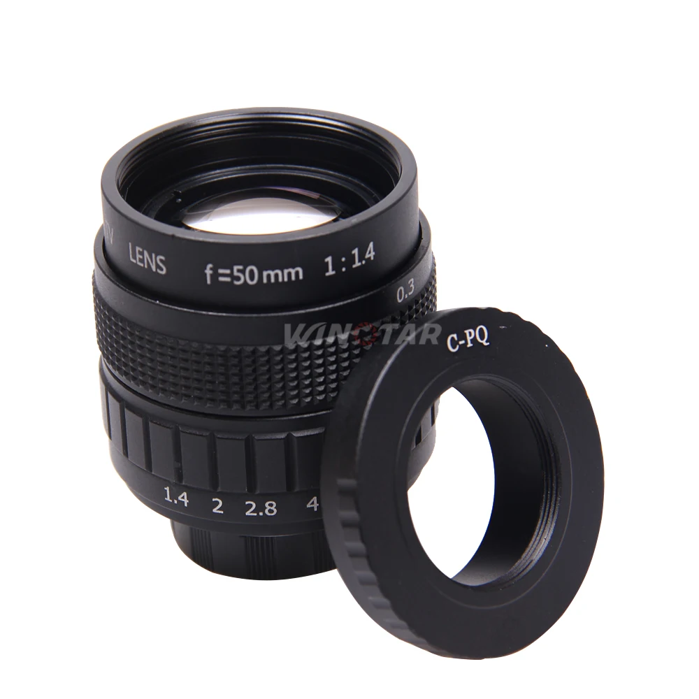 Fujian 50Mm F1.4 Cctv Tv Lens + C-Pq Adattatore Per Anello Di Montaggio Dell'Obiettivo C-P/Q Per Fotocamera Pentax Q / Q10 / Q7 / Q-S1