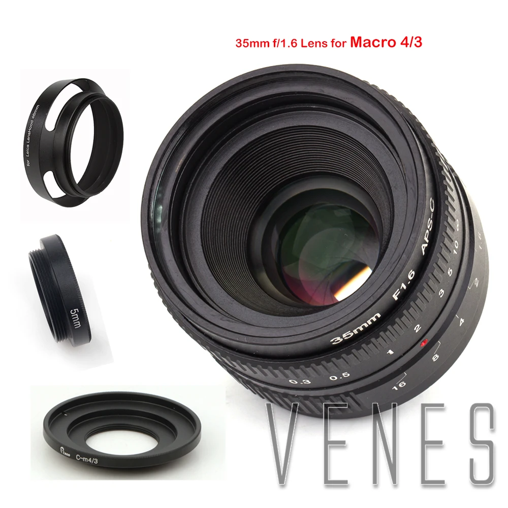 Venes 35 Millimetri F/1.6 Aps-C Lens Per Nikon 1 Micro 4/3 Pentax Q Nex Fuji Per Eos M Macchina Fotografica + Lens Hood + Macro Ring + 16 Millimetri C
