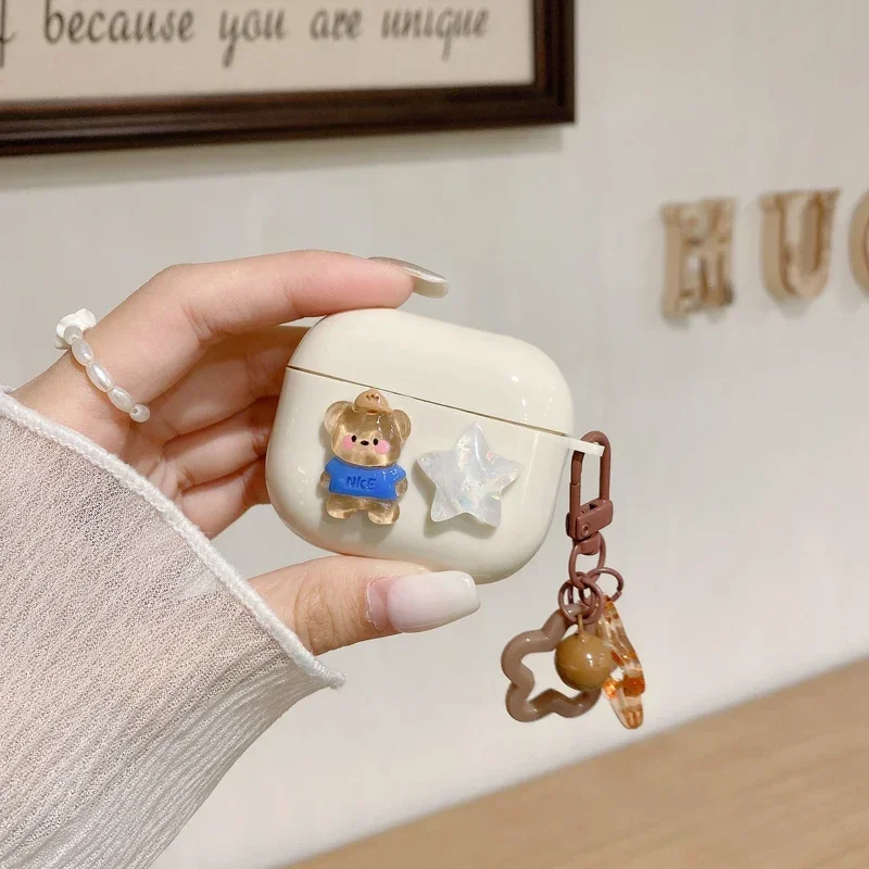 Custodia Con Ciondolo Bear Star Per Apple Airpods 2 Cover Di 3 Generazione Per Airpods Pro 2Nd Gen Shell Per Air Pods 3Rd Gen Protective