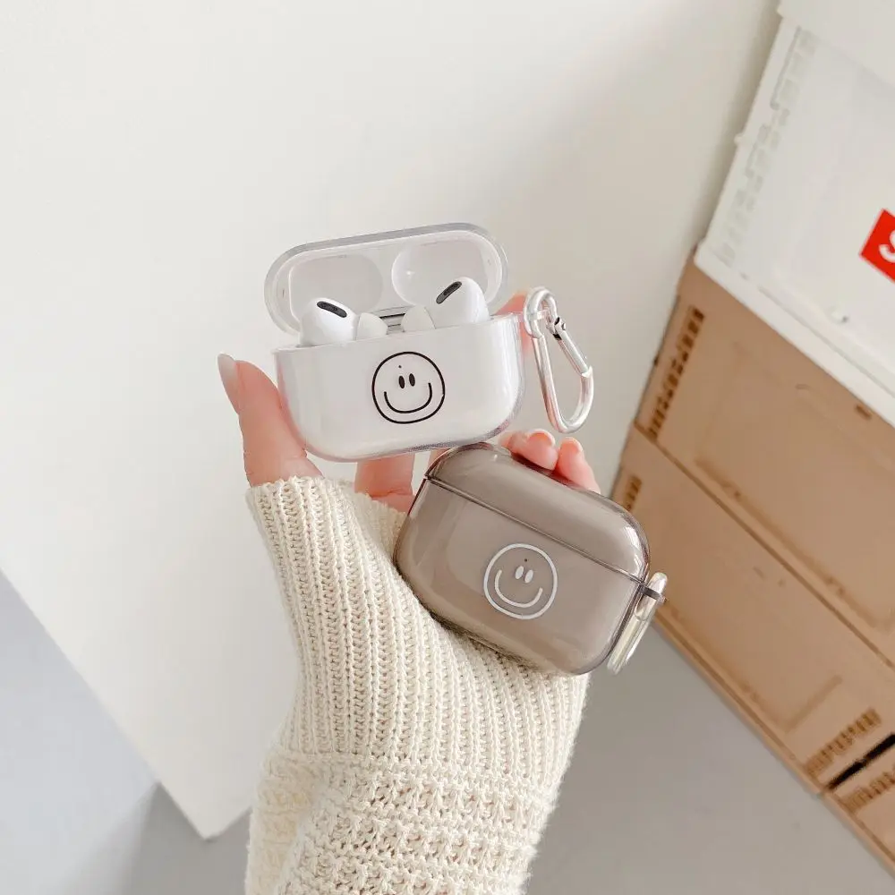 Custodia Per Apple Airpods 1 2 3Rd Gen Pro Custodia Con Portachiavi Cordino Trasparente Soft Smile Auricolare Cover Protettiva Airpods 3 Case