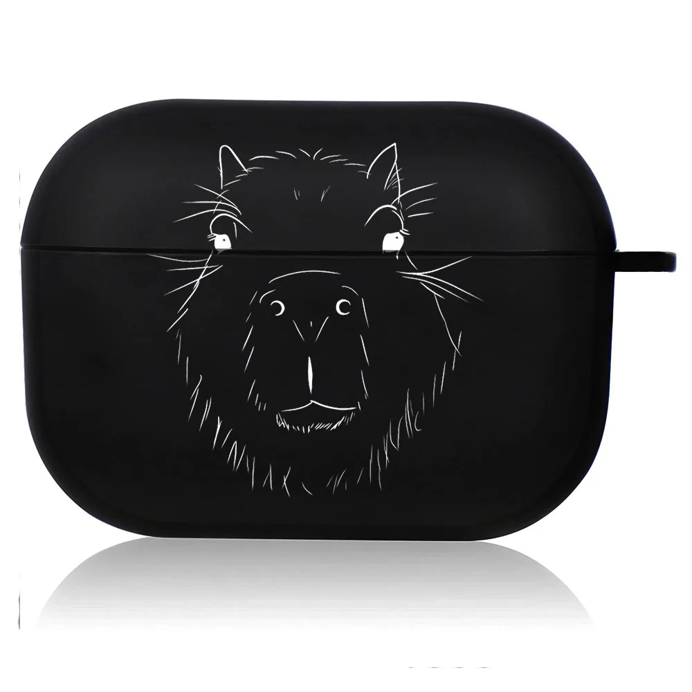 Animal Capybara Bear Wolf Black Airpod Custodie Air Pro 3 Per Airpods Pro 2 3Rd Pods Gen Airpord Cases Simple Line Art Cover Funda