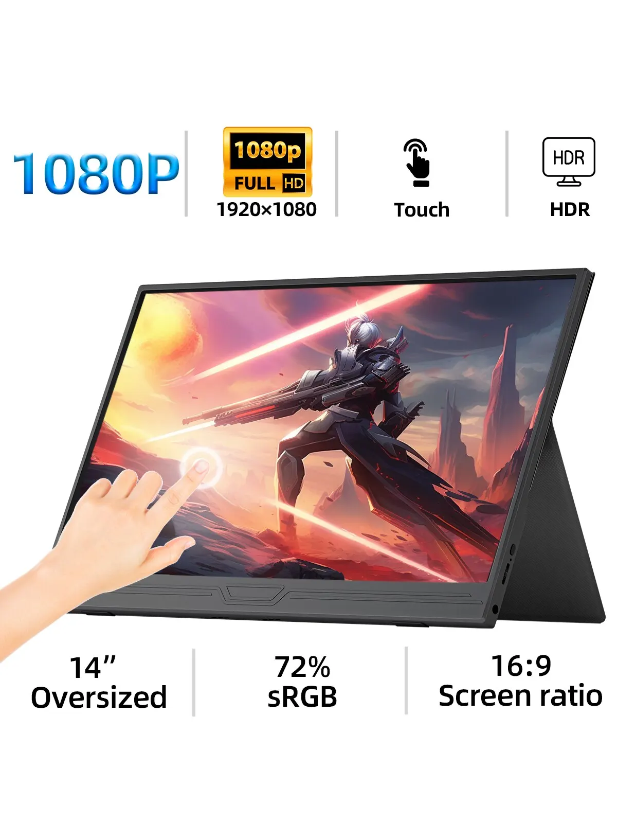 Zsus Monitor Portatile Da 14 Pollici Touchscreen 1920*1080 Hdr Low Blue Light Per Xbox Ps4/ 5 Switch Loptop Cell Phone Pc Extension