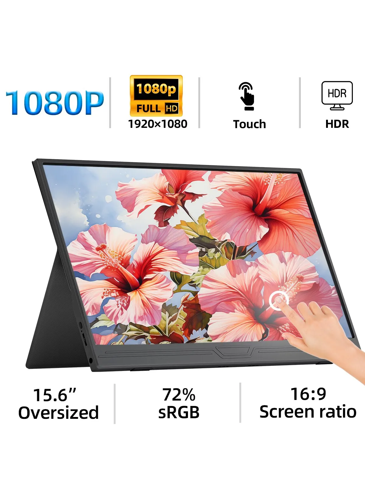 Zsus Monitor Portatile Da 15.6 Pollici Touchscreen 1920*1080 Hdr Low Blue Light Per Xbox Ps4/ 5 Switch Loptop Cell Phone Pc Extension