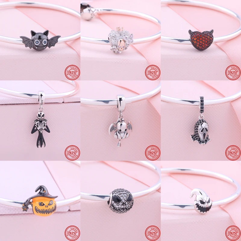Nuovo 925 Argento Charm Bat Skull Pumpkin Toothless Boy Black Ciondolo Beads Fit Originale Pandora Bracciale Donna Gioielli Di Halloween