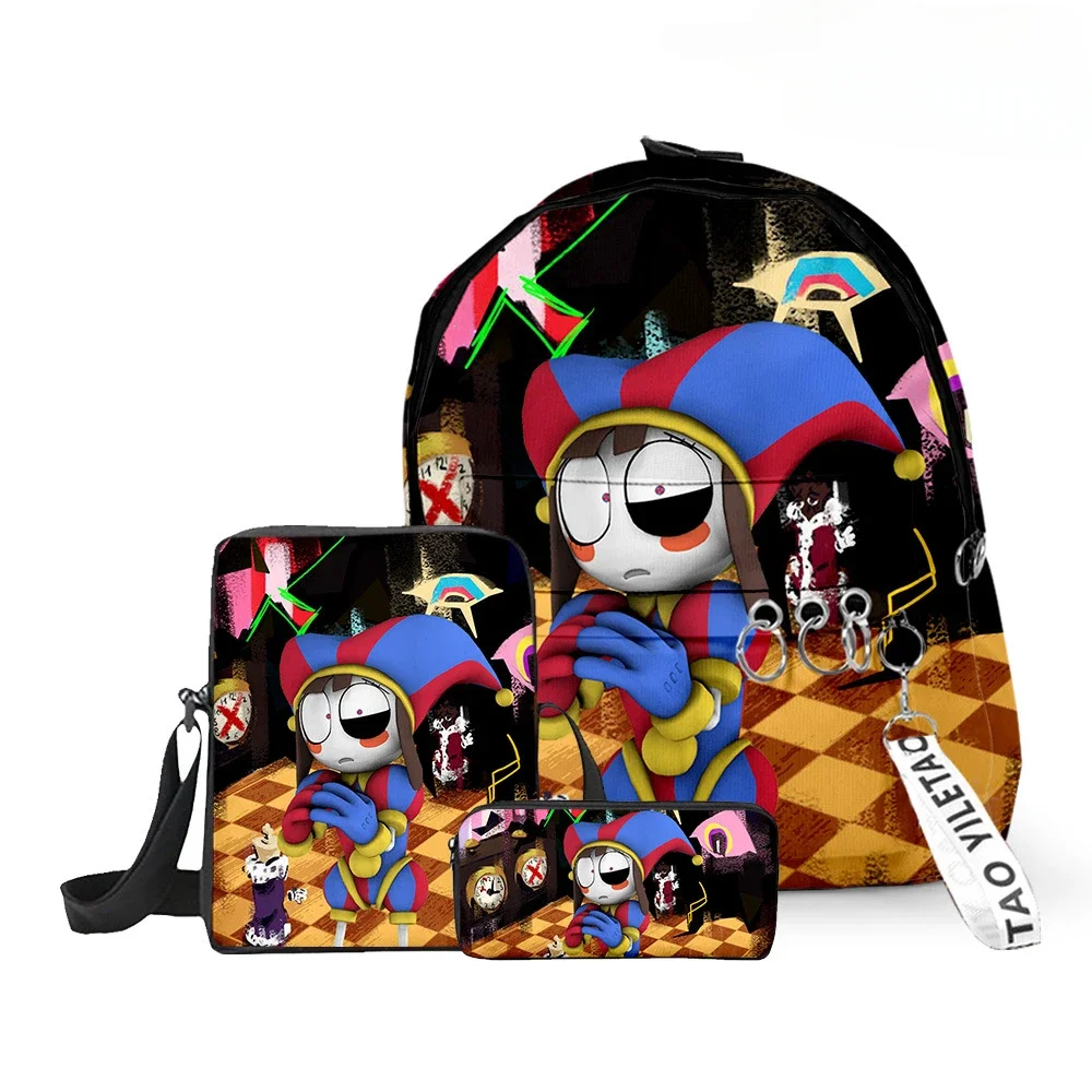 The Amazing Digital Circus Magic Digital Circus Tre Pezzi Casual Popolare School Bag Studente Zaino Pen Case Inizia La Scuola