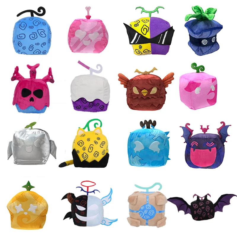 In Magazzino Blox Fruits Anime Game Peluche Fruit Leopard Pattern Box Plushies Toy Soft Farcito Fruits Toy Regalo Di Natale