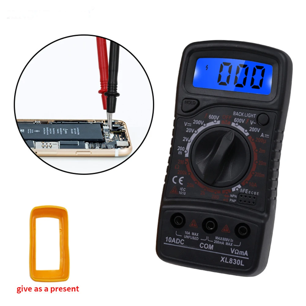 Multimetro Digitale Portatile Retroilluminazione Amperometro Ac/Dc Voltmetro Ohm Tester Meter Xl830L Lcd Portatile Multimetro Tensione Corrente