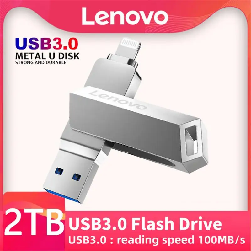 Lenovo 2Tb Lightning Usb 3.0 Flash Drive Per Iphone Ipad 14 Pro Max Android 1Tb 128Gb Pen Drive Otg Pendrive 2 In 1 Memory Stick