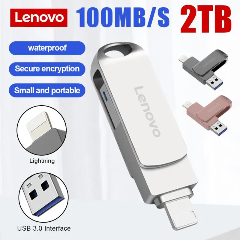 Lenovo High Metal Ruota 2Tb 1Tb Usb 3.0 Flash Drive Storage Per Iphone Con Interfaccia 2 In 1 Da Usb-A A Lightning Per Iphone14 15