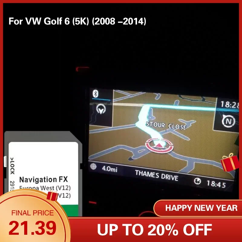 Per Vw Golf 6 (5K) (2008 -2014) Fx V12 Rns 310 West Europe Cover Norvegia Austria Uk En Sat Naving Gps Sd Card