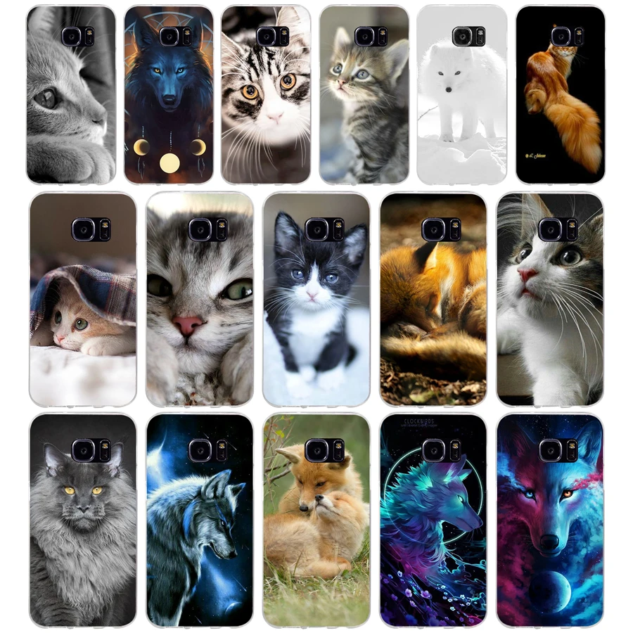 253H Cat Wolf Animal Custodia Morbida In Silicone Tpu Per Samsung Galaxy S6 S6 S7 Edge S8 S9 Plus Custodia