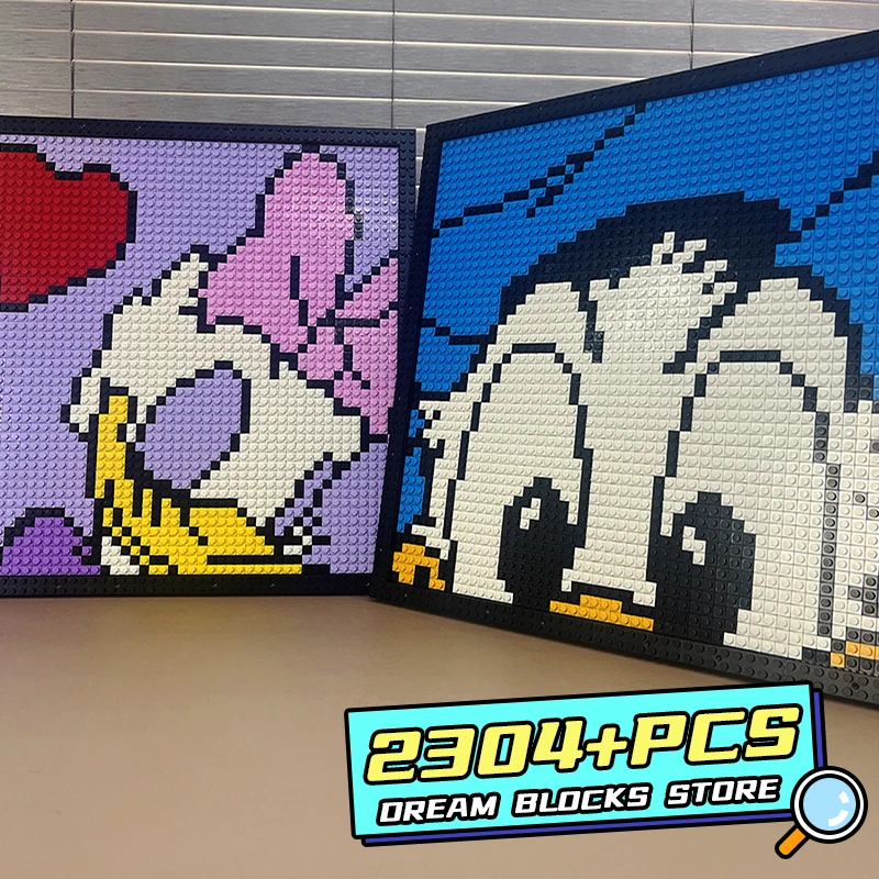 Anime Disney Mickey Mouse Building Blocks Pittura Donald Duck Minnie Mouse Moc Bricks Pixel Picture Giocattoli Per Bambini Regalo Di Compleanno