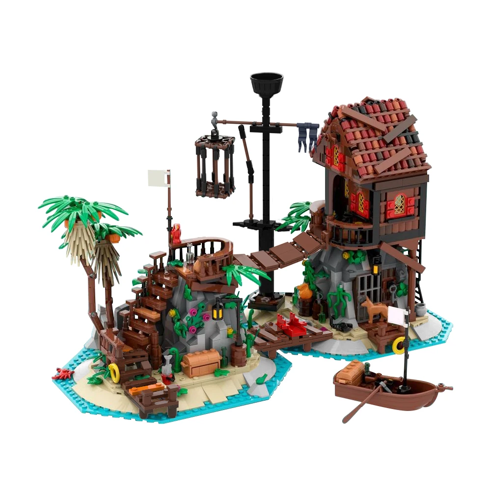 F0Rbigned Island Remake Pirate Beach Castle Model Castello Medievale Modulare 1448 Pezzi Per 6270 Building Blocks Set