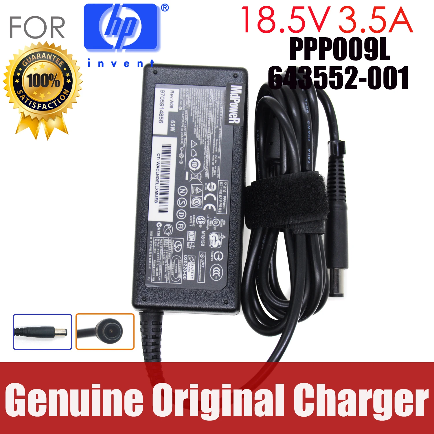 Caricabatterie Portatile Originale Con Adattatore Ca Da 18.5V 3,5 A Per Hp Elitebook 740 810 820 840 850 G1 G2 Probook 640 G1 825 G2 Folio 9470M 9480M