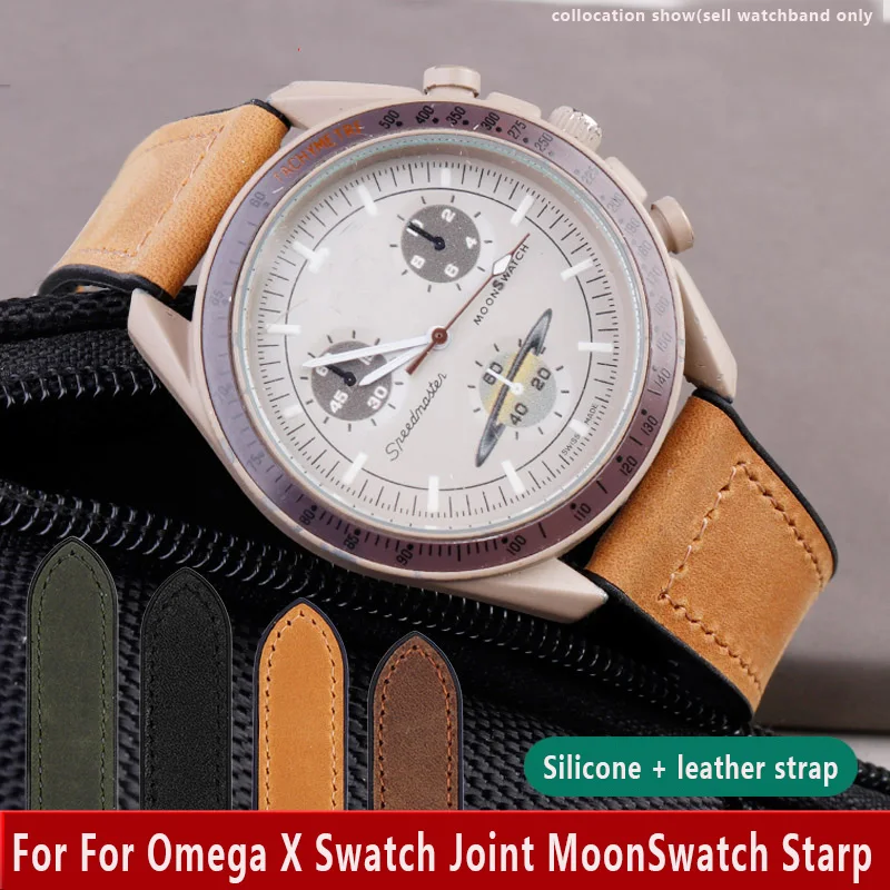 Per Omega & Swatch Co Cinturino In Pelle Con Marchio Planet Series Lunar Jupiter Cinturino Magnetico In Silicone Per Orologio Da Polso 20Mm