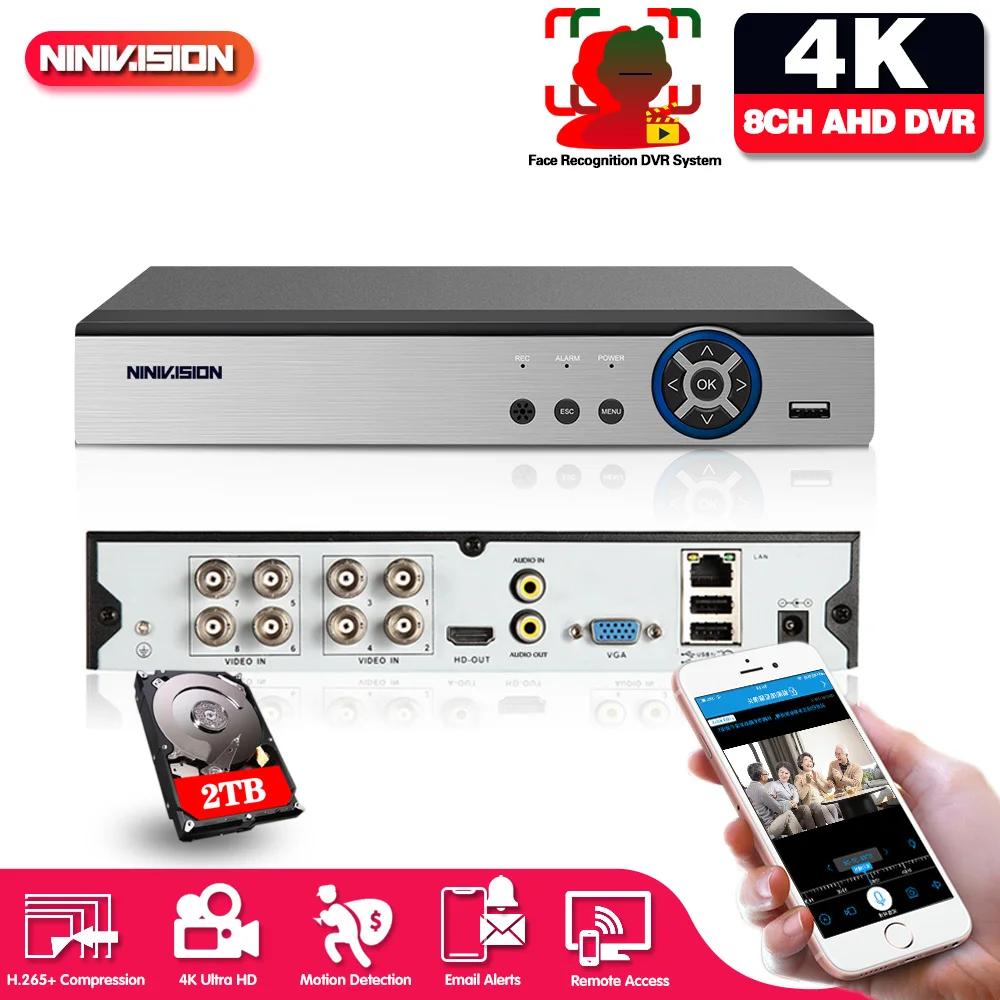 Hd 6 In1 8Mp Ahd Dvr Nvr Xvr Cctv 8Ch 1080P 4Mp 5Mp 4K Hybrid Security Dvr Videocamera Rs485 Controllo Coassiale P2P Cloud