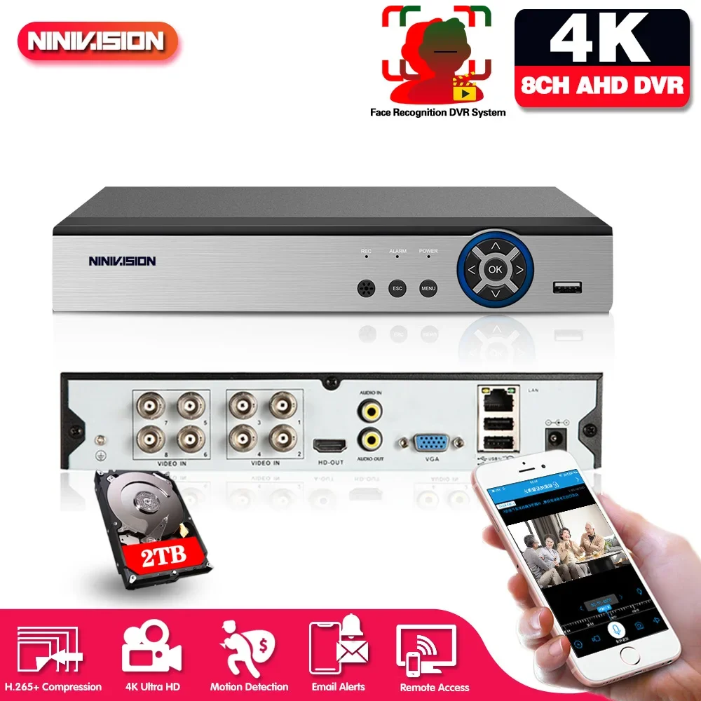Hd 6 In1 8Mp Ahd Dvr Nvr Xvr Cctv 8Ch 1080P 4Mp 5Mp 4K Hybrid Security Dvr Videocamera Rs485 Controllo Coassiale P2P Cloud