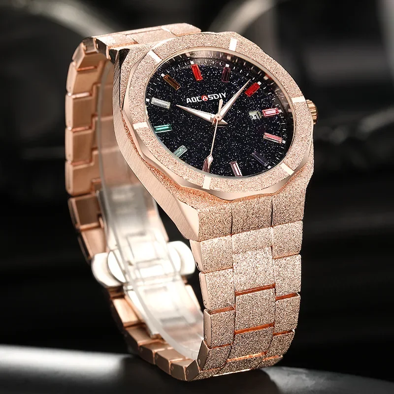 Aocasdiy Originale Pieno Di Diamanti Di Lusso Europeo E Americano Royal Oak Orologio Da Uomo True Glow-In-The-Dark Impermeabile Cross-Bord