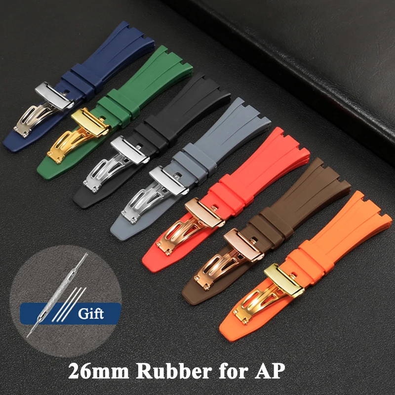 Cinturino In Gomma Da 26Mm Per Audemars Piguet Royal Oak 15703/15400 Per Ap Camo Watch Band Fibbia In Metallo Accessori Per Bracciali Da Uomo