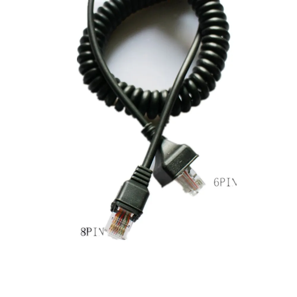 2Pcs 6 Spille Microfono Cavo A Spirale Cavo Per Kenwood Tkr-730 Tkr-740 Tkr-750 Tkr-830 Tkr-850 Tm-261A Tm-271A Tm-461A
