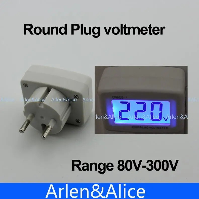 Lcd Ac Digital Voltage Meter Voltmetro 80-300V Interruttore Euro 2 Spina Rotonda Volt Power Monitor Ac Panle Meter Retroilluminazione Blu