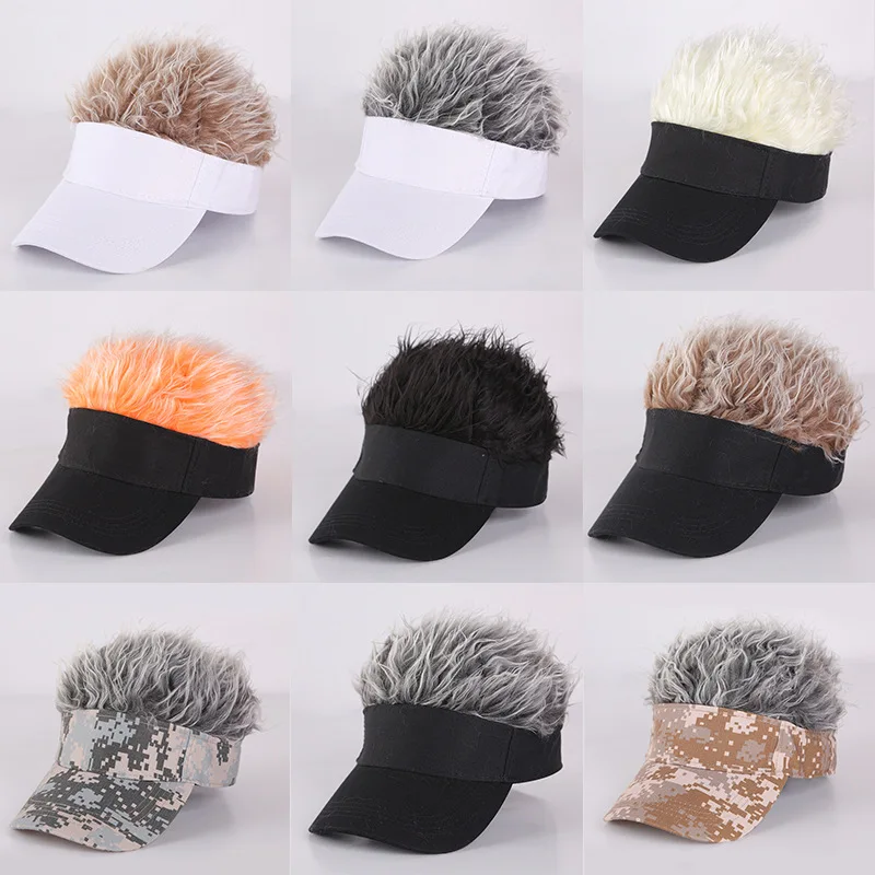 Uomo Donna Fake Flair Hair Berretto Da Baseball Funny Party Toupee Hat Berretti Da Golf Cappelli Snapback Regolabili Moda Casual Cappello Hip Hop