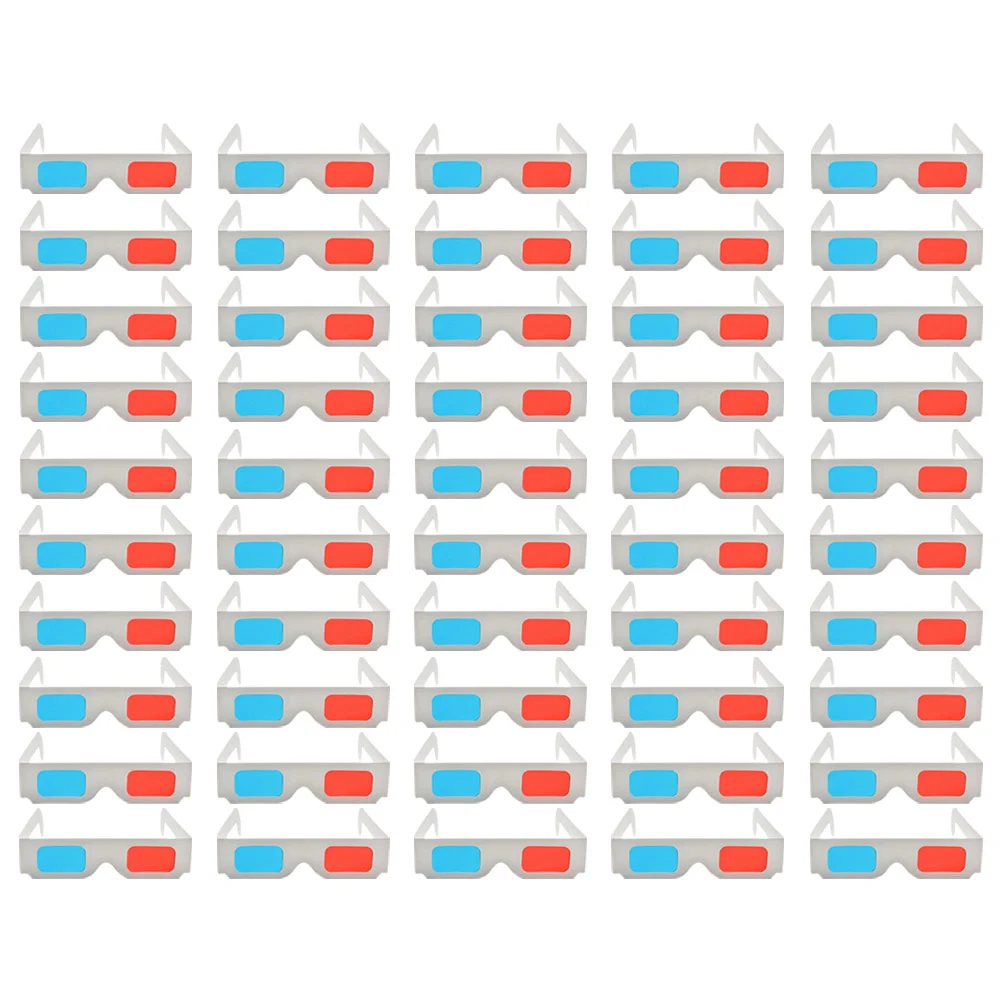 50 Pezzi Di Carta 3D Occhiali Anaglyph Rosso Blu Shot Film Usa E Getta Cartone Pieghevole
