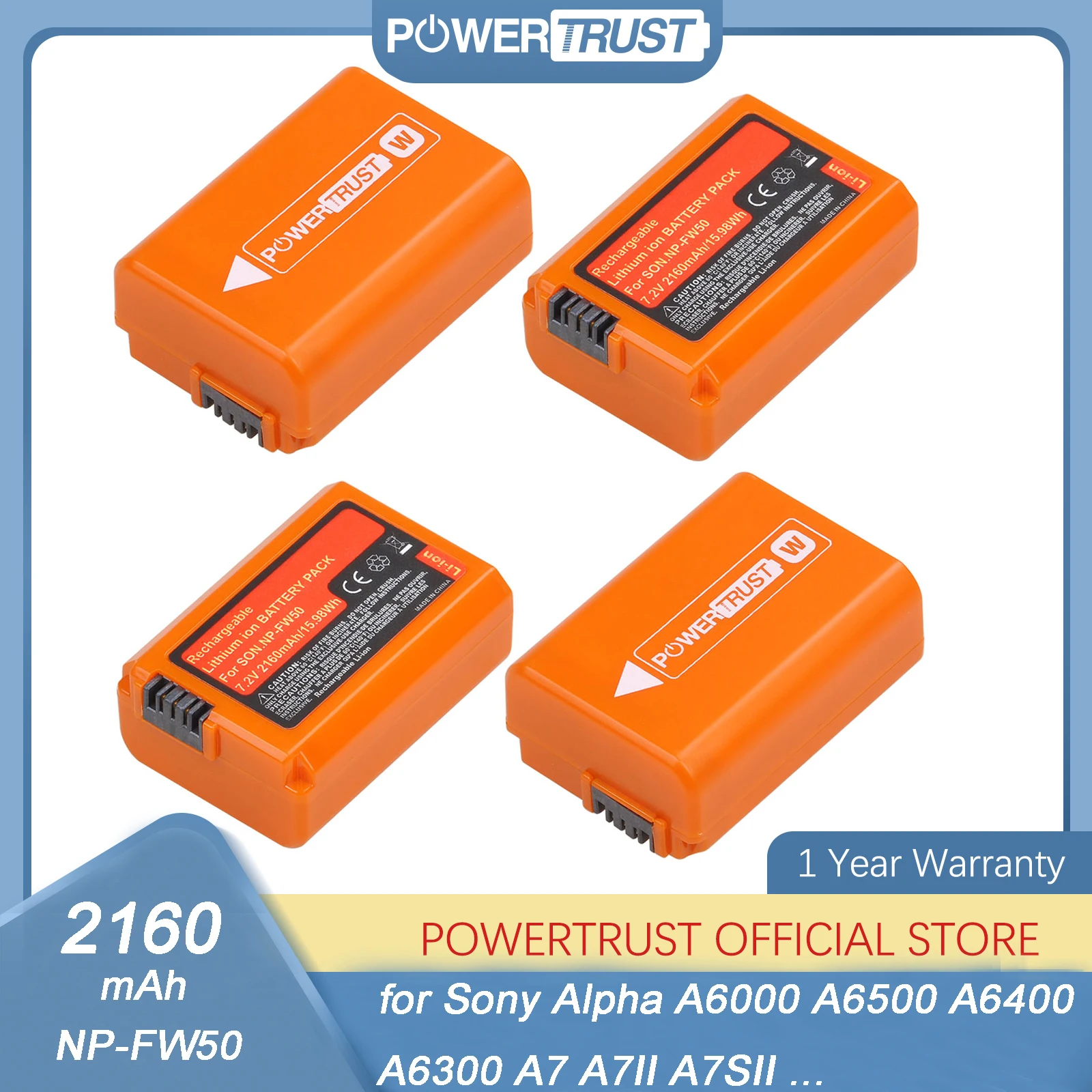 Np-Fw50 Batteria Npfw50 Per Sony Alpha A6000 A6500 A6400 A6300 A7 A7Ii A7Sii A7S A7S2 A7R A7R2 A7Rii A55 A5100 Nex-3N Slt-A55V