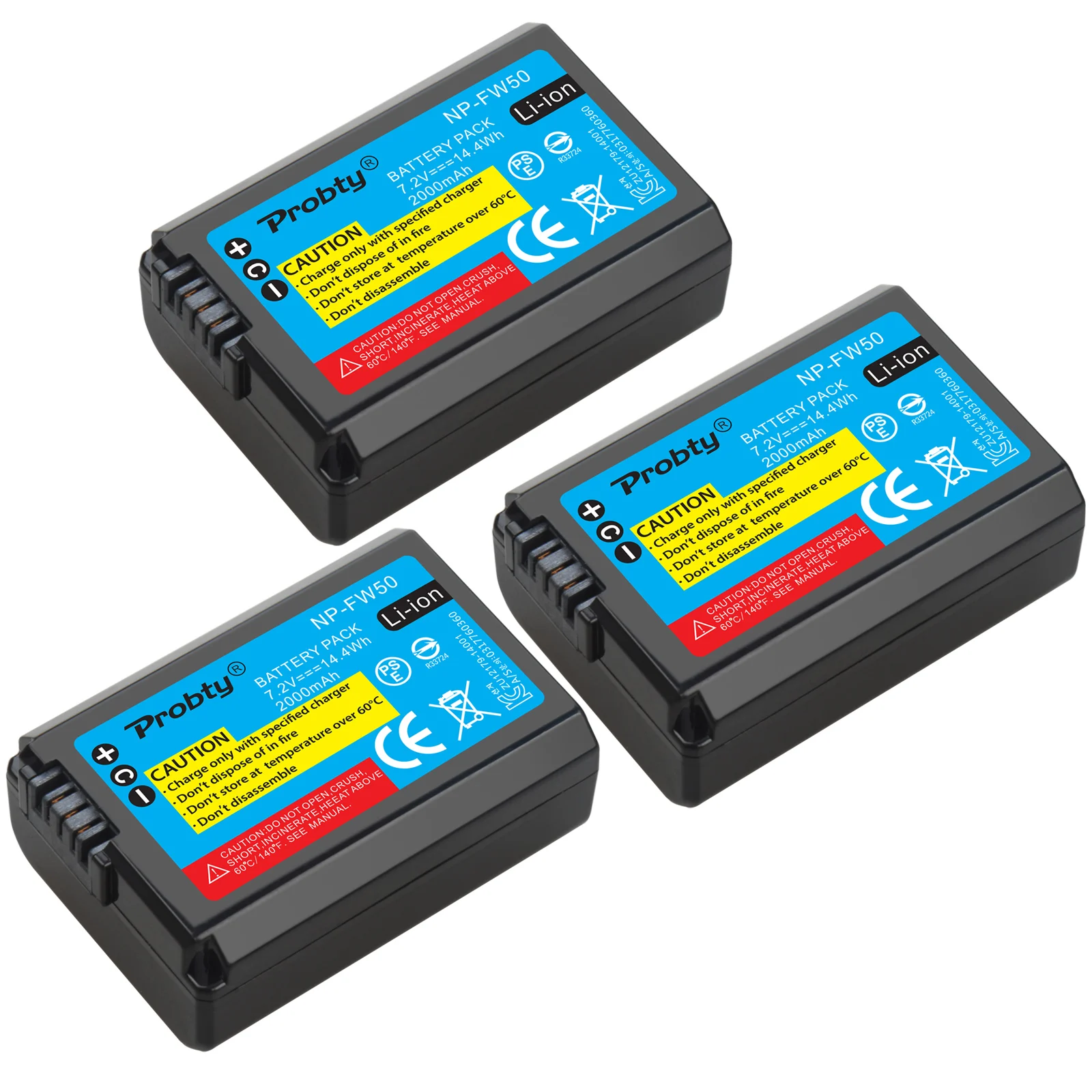 3Pcs 2000Mah Np-Fw50 Np Fw50 Batteria Akku Per Sony Nex-7 Nex-C3 Nex-F3 Slt-A33 Slt-A35 Slt-A37 Slt-A55V Nex-5 Alpha A6000