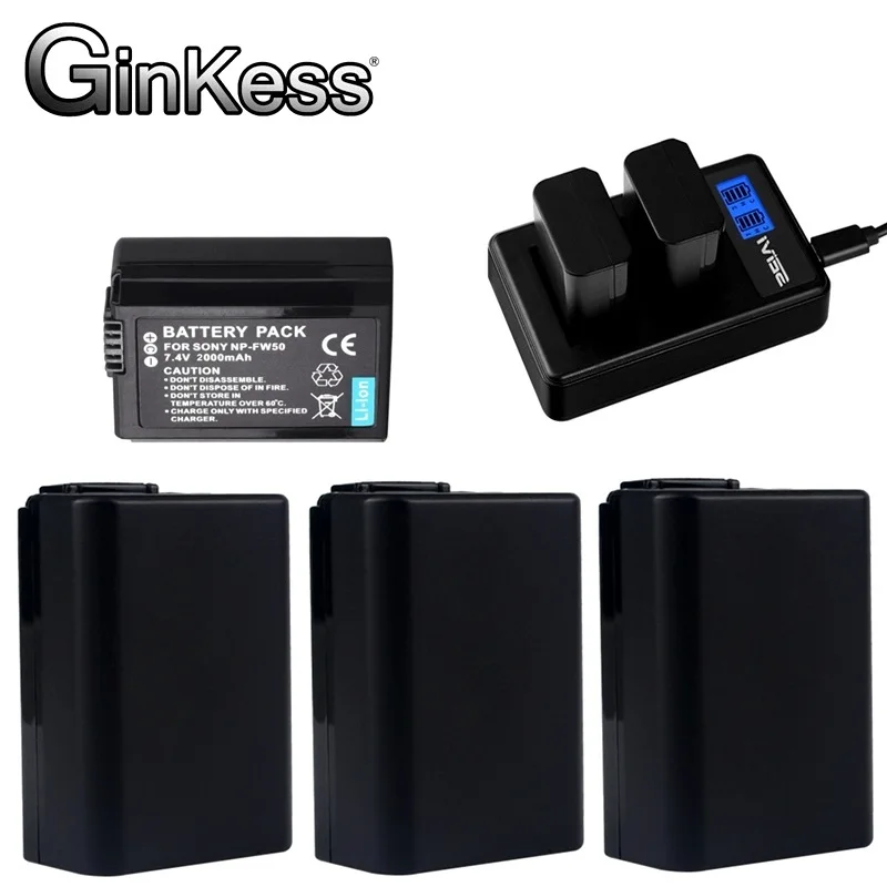 Caricabatteria Np Fw50 + Np-Fw50 Batteria Per Sony A6000 A6400 A3000 A5000 A6500 A6300 A5100 Nex-3N Slt-A55V A7Rii Zv-E10L