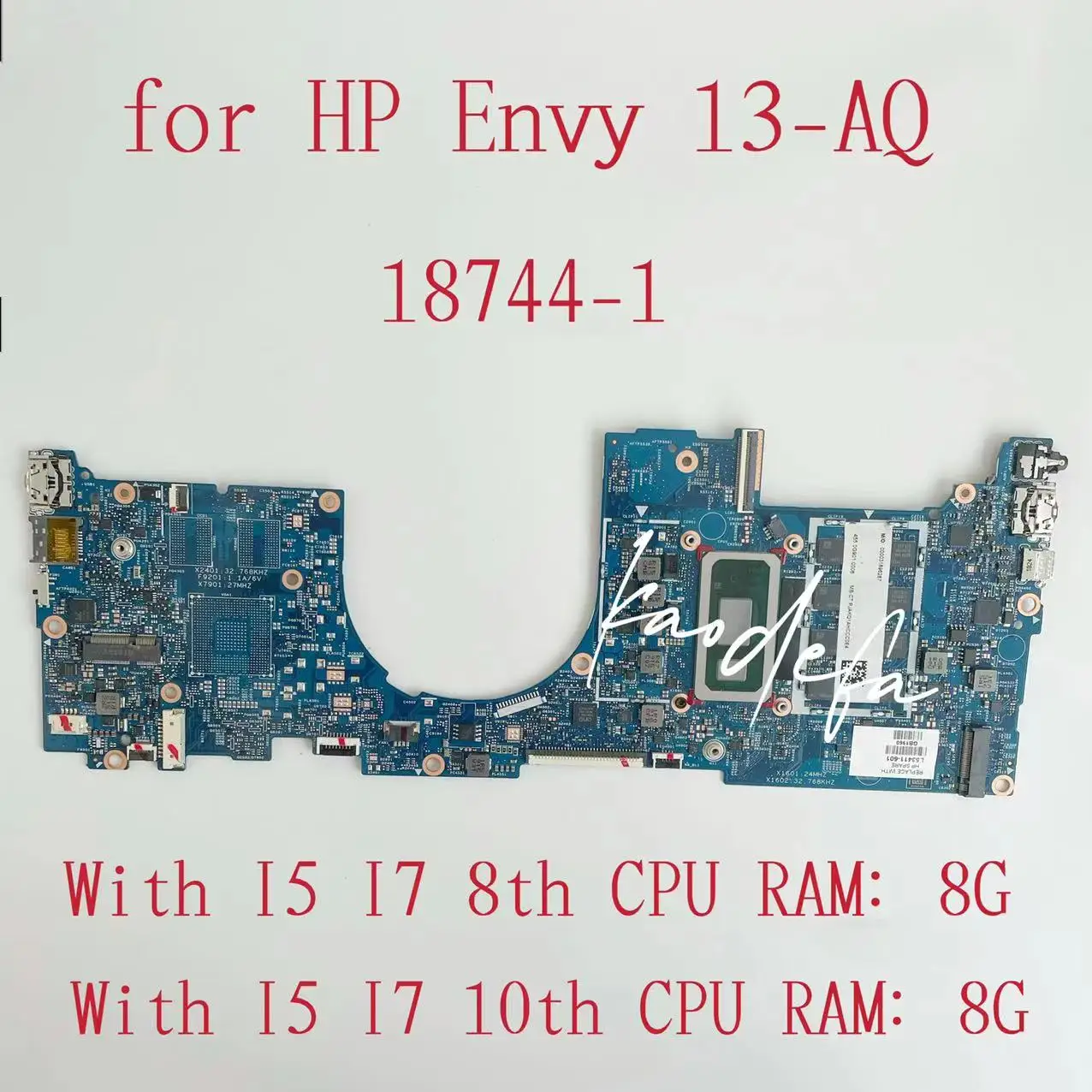 Per Hp Envy 13-Aq Scheda Madre Del Computer Portatile Cpu:I5-8265U I5-10210U I7-8565U I7-10510U Ram:8G 18744-1 Scheda Madre 100% Test Ok