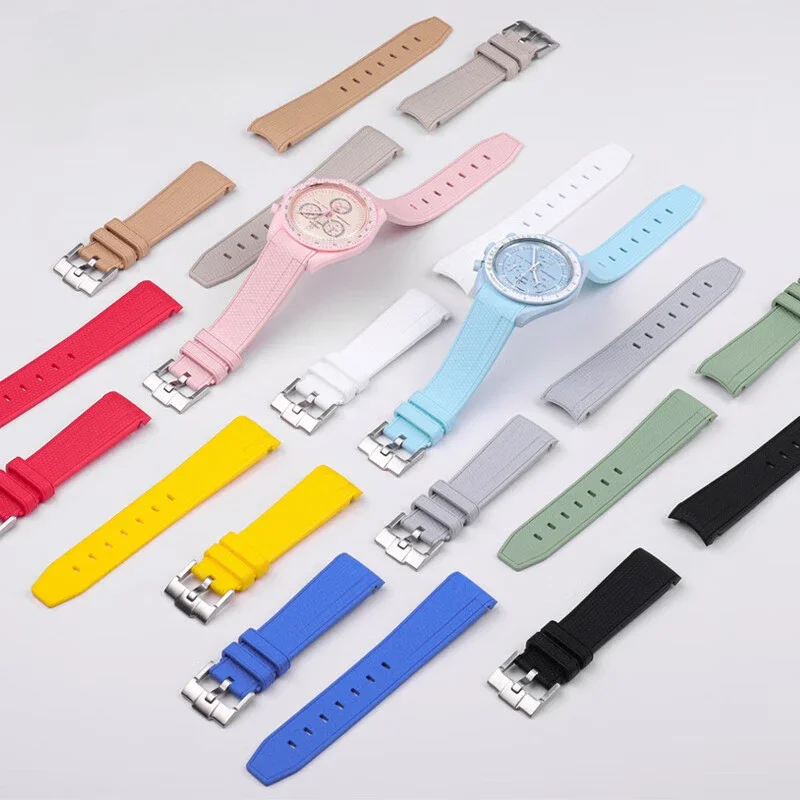 Per Il Nome Del Giunto Omega Swatch Rubber Sostituisci Il Cinturino Dell'Orologio Moon Super Planet Series Arc Interface Woven Pattern 20Mm Watchband