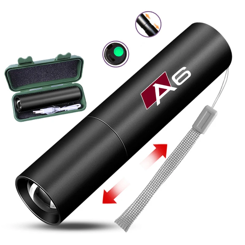 Auto Mini Led Torcia Impermeabile Telescopico Potente Zoom Esterno Per Audi A1 A3 A4 A5 A6 A7 A8 Q3 Q5 Q7 Q8 Tt Sline Rs