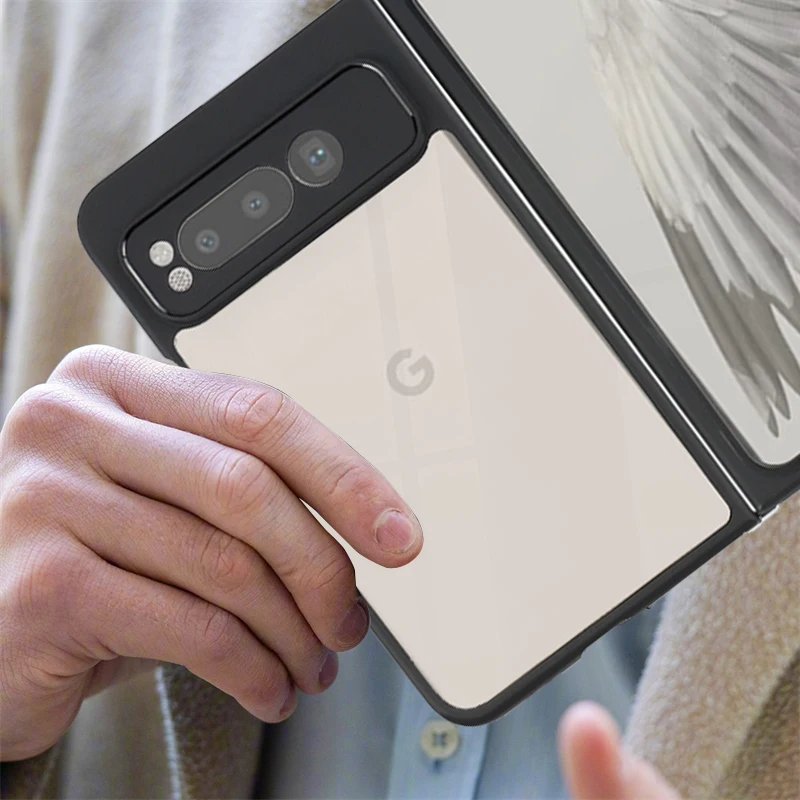 Per Google Pixel Fold Case Cover Google Pixel Fold Capa Black Frame Antiurto Back Len Protector Clear Fundas Google Pixel Fold