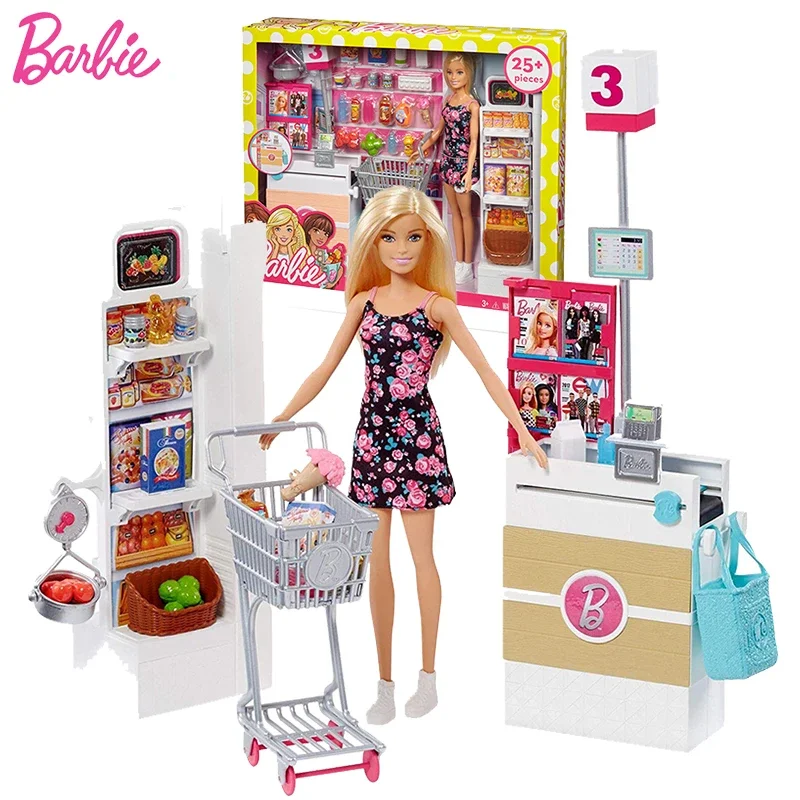 Originale Barbie Supermercato Shopping Maestro Barbie Doll Esperienza Interazione Giocattoli Per Bambini Play House Social Life Girl Set