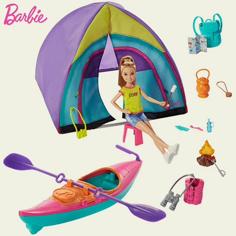 Originale Barbie Team Stacie Chelsea Doll Sorelle Summer Camping Scenario Set Princess Girls Giocattoli Per Bambini Play House Leisure