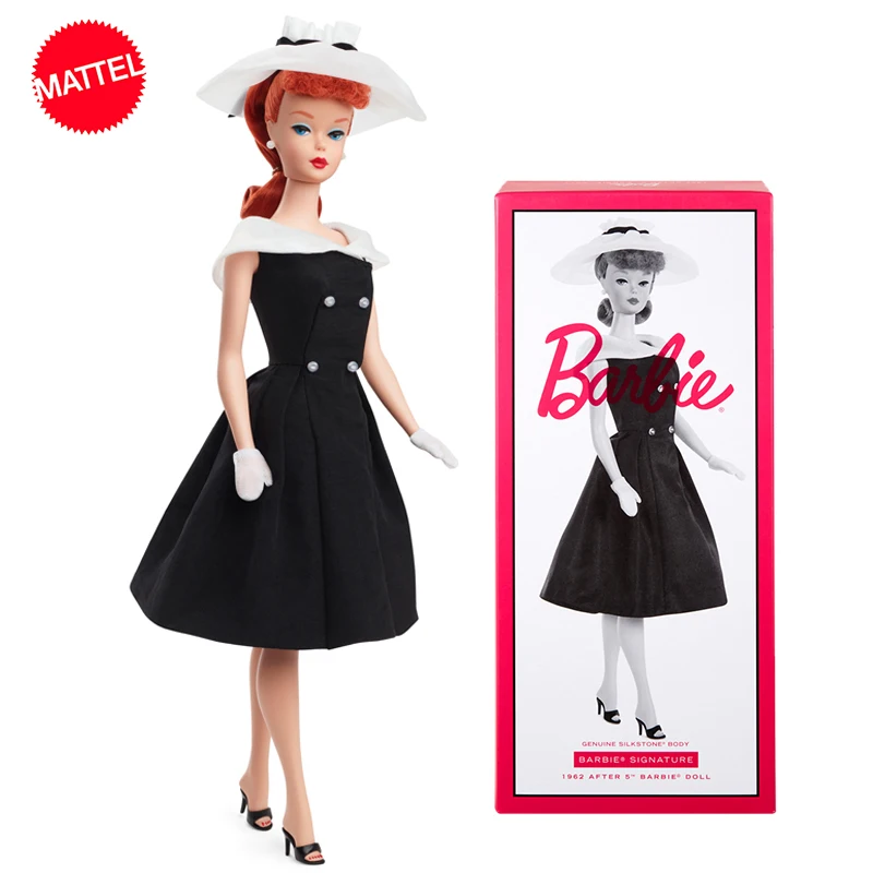 Original Mattel Barbie Signature Dolls Genuine 1962 Princess Black Dress Silkstone Body Toys For Girls Collection Regalo Di Compleanno