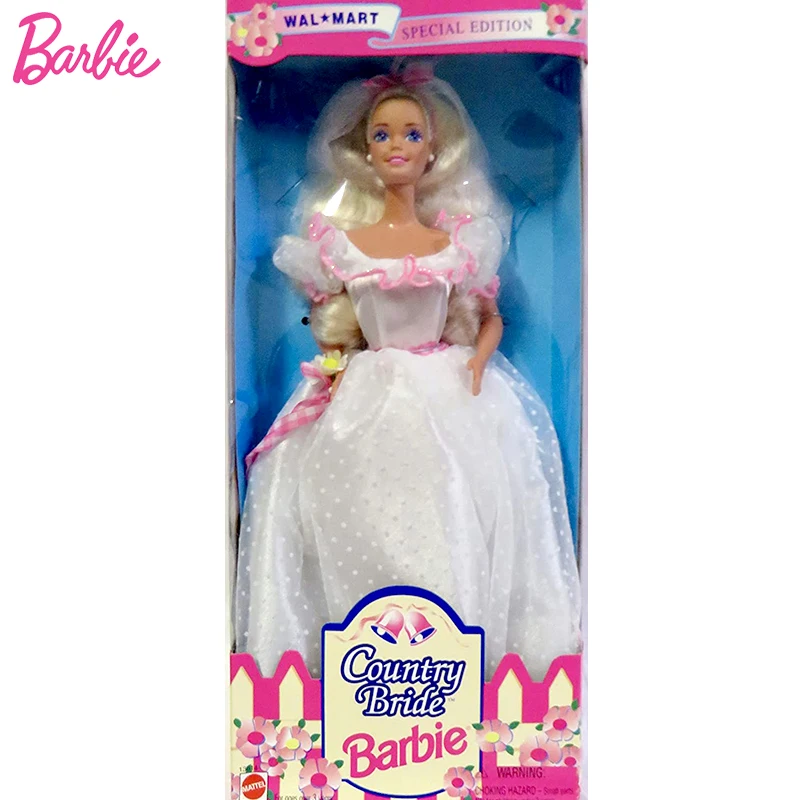 Original 90'S Barbie Dolls Country Bride 1994 White Wedding Dress Copricapo Da Sposa Giocattoli Per Ragazze Special Edition Wedding Days