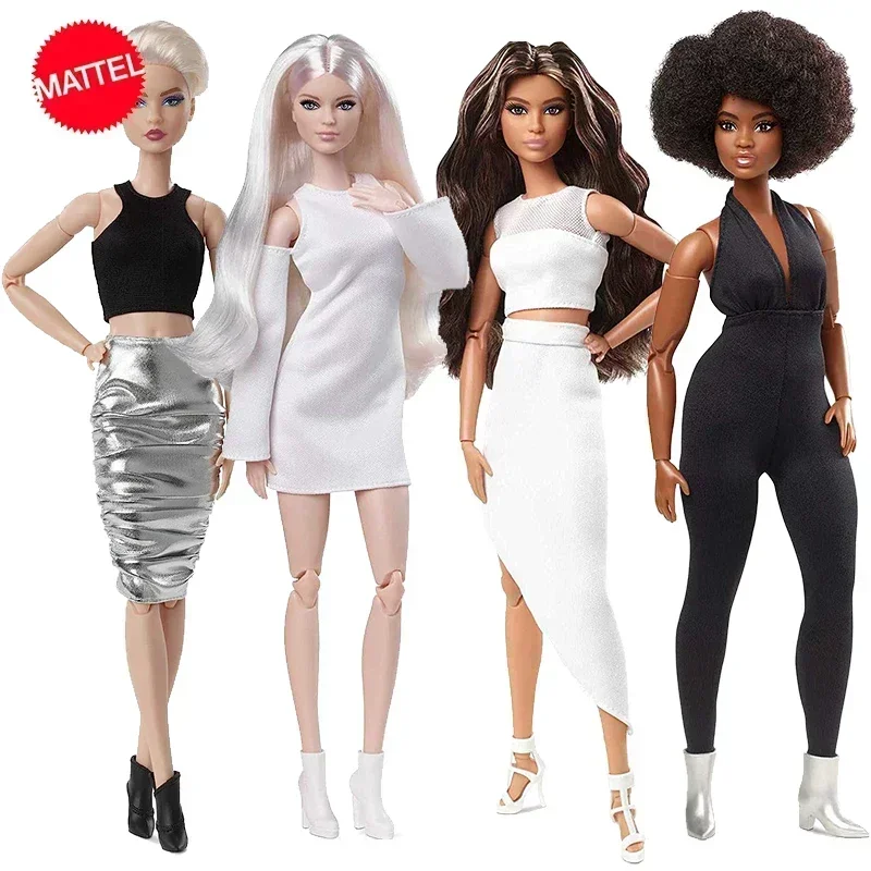 Original Mattel Barbie Signature Dolls Sembra Alto Biondo Bianco Vestito Piattaforma Stivali Bjd Toys For Girls Collection Regalo Di Compleanno
