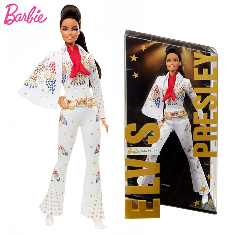 Original Barbie Signature 12-In Doll Elvis Presley Con American Eagle Tuta Music Celebrity Singer Toys For Girls Collection