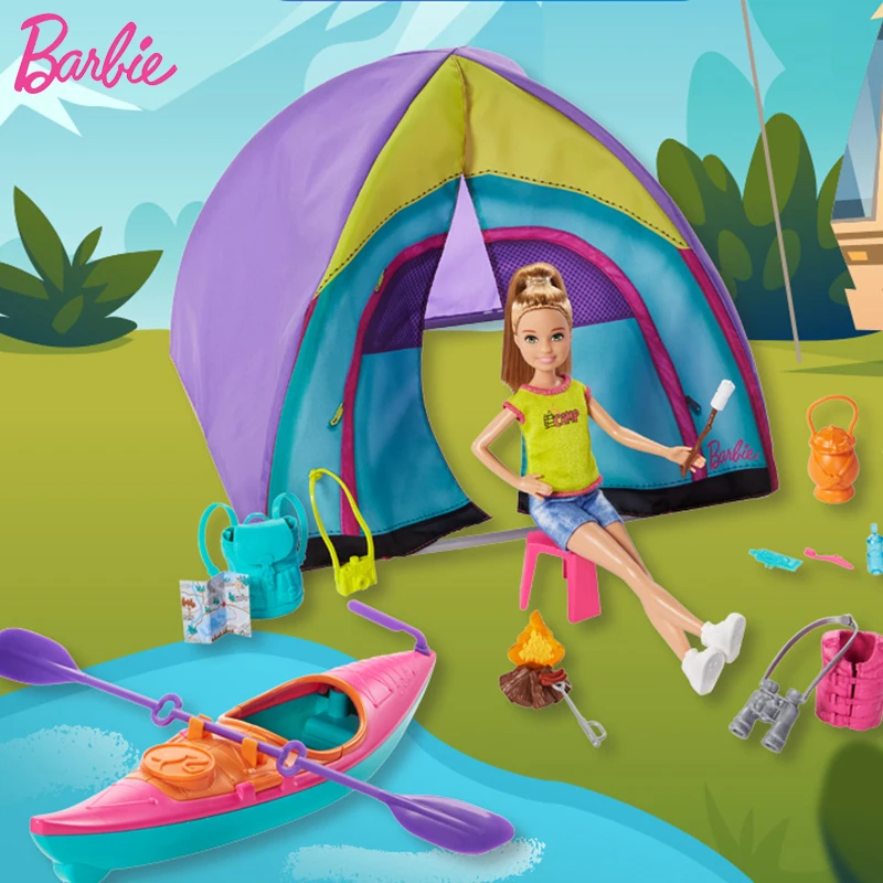 Originale Barbie Chelsea Doll Team Stacie Sister Summer Camp Dollhouse Giocattoli Interattivi Per Bambini Per Bambini Simula Playset All'Aperto