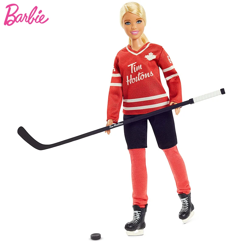 Originale Barbie Signature 12 Pollici Doll Tim Hockey Player Set Barbie Doll Giocattoli Da Collezione Per Ragazze Accessori Sportivi Uniformi Rossi