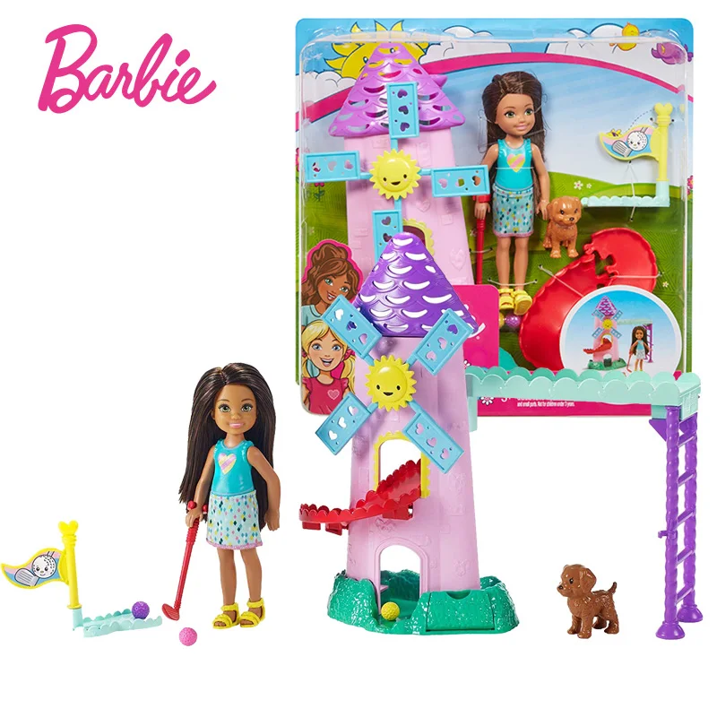 Originale Barbie Club Chelsea Doll Mini Golf Mulino A Vento Play House Girls Toy Simpatici Sport Dolls House Giocattoli Per Bambini Regalo Di Complean