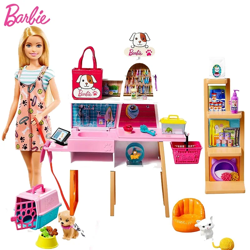 Barbie Pets Shop Boutique Playset Carriera Esperienza Ragazze Bambola Set Completo Giocattoli Per Ragazza Famiglia Con Accessori Barbie Casa Dei Sogni