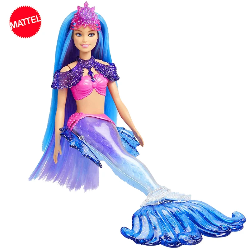 Original Mattel Barbie Mermaid Power Doll Ocean Exploration Pets Fishtail Shape Fantasy Princess Toys For Girls Collection Gift
