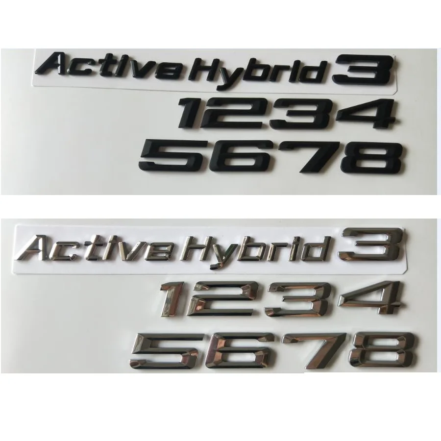 Chrome Black Letters Trunk Emblems Fender Number Active Hybrid Symbol Badge Per Bmw Serie 1234567 X123456 Activehybrid 12345678
