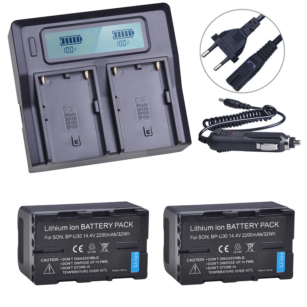 2200Mah Bp-U30 Bp U30 Bpu30 Batteria Caricabatterie Rapido Lcd Per Sony Bp U30 U60 U90 Xdcam Ex Pmw 100 150 160 200 Pmw Ex1 Ex3